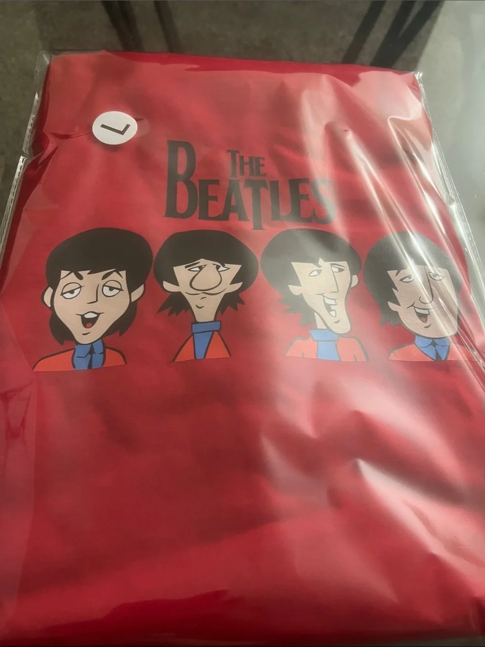The Beatles Red Short Sleeve Tee with Cartoon Band Print - Picture 3 of 3